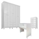 Quarto Bebê 6 Portas Com Gaveteiro Ternura Baby E Mini Berço Moisés Alegria Com Colchão - Incorplac