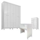 Quarto Bebê 6 Portas com Gaveteiro Ternura Baby e Mini Berço Moisés Alegria com Colchão - Incorplac Quarto Bebê 6 Portas com Gaveteiro Ternura Baby e Mini Berço Moisés Alegria com Colchão - Incorplac