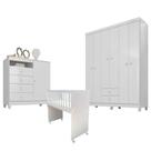 Quarto Bebê 6 Portas Ternura Baby E Mini Berço Moisés Alegria Com Colchão Branco Flex - Incorplac