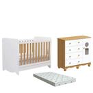 Quarto Bebe Berço e Cômoda MDF Dorabelly BenDyte + Colchão