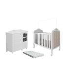 Quarto Bebe Berço e Cômoda MDF Dorabelly Provençal + Colchão