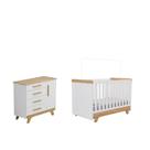 Quarto Bebe Berço e Cômoda Moveis Peroba Retro MDF LS