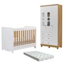 Quarto Bebe Berço e Guarda Roupa 3Pt MDF Dorabelly Dyte + Colchão Quarto Bebe Berço e Guarda Roupa 3Pt MDF Dorabelly Dyte + Colchão