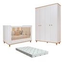 Quarto Bebe Berço e Guarda Roupa MDF Dorabelly Cake+Colchão Quarto Bebe Berço e Guarda Roupa MDF Dorabelly Cake+Colchão