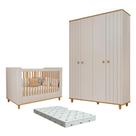 Quarto Bebe Berço e Guarda Roupa MDF Dorabelly Cake+Colchão Quarto Bebe Berço e Guarda Roupa MDF Dorabelly Cake+Colchão