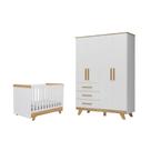 Quarto Bebe Berço e Guarda Roupas Moveis Peroba Retro Ls