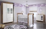 Quarto Bebê Completo Berço 3 em 1 Mirelle Guarda Roupa 3 Portas Cômoda 4 Gavetas 1 Porta MDF