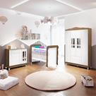 Quarto Bebê Completo Berço 3 em 1 Mirelle Guarda Roupa 4 Portas Cômoda 4 Gavetas 1 Porta MDF