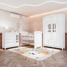 Quarto Bebê Completo Berço 3Em1 Eloá Guarda Roupa 4 Portas Cômoda 4 Gavetas 1 Porta MDF