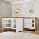 Quarto Bebê Completo Berço Americano 3Em1 Cômoda 4 Gavetas 1 Porta Gabrielle 100% MDF