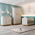 Quarto Bebê Completo Berço Americano 3Em1 Hellen Cômoda Infantil Guarda Roupa 3 Portas 100% MDF