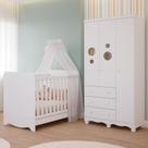 Quarto Bebê Completo Berço Americano Ben 3 em 1 Guarda Roupas 3 Portas 3 Gavetas Bolinha 100% MDF Quarto Bebê Completo Berço Americano Ben 3 em 1 Guarda Roupas 3 Portas 3 Gavetas Bolinha 100% MDF