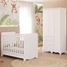 Quarto Bebê Completo Berço Americano Ben 3 em 1 Guarda Roupas 3 Portas 3 Gavetas Junior MDF Faura