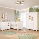 Quarto Bebê Completo Berço Americano Marquesa 3 em 1 Guarda Roupa 4 Portas Cômoda Uli MDF