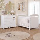 Quarto Bebê Completo Berço Americano Marquesa 3Em1 Cômoda Bolinha 4 Gavetas 1 Porta MDF Quarto Bebê Completo Berço Americano Marquesa 3Em1 Cômoda Bolinha 4 Gavetas 1 Porta MDF