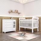 Quarto Bebê Completo Berço Americano Marquesa 3Em1 Lila Cômoda 4 Gavetas 1 Porta 100% MDF Quarto Bebê Completo Berço Americano Marquesa 3Em1 Lila Cômoda 4 Gavetas 1 Porta 100% MDF