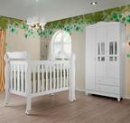 Quarto Bebê Completo Berço Americano Marquesa 3Em1 Lila Guarda Roupa 3 Portas 100% MDF