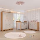 Quarto Bebê Completo Berço Americano Marquesa Guarda Roupas 4 Portas Cômoda 1 Porta Telinha Off White 100%MDF Quarto Bebê Completo Berço Americano Marquesa Guarda Roupas 4 Portas Cômoda 1 Porta Telinha Off White 100%MDF