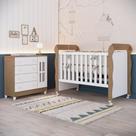 Quarto Bebê Completo Berço Americano Marquesa Mini Cama Mirelle Cômoda 4 Gavetas 1 Porta 100% MDF