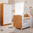 Quarto Bebê Completo Berço Americano Uli Guarda Roupa 3 Portas 3 Gavetas Junior MDF Faura