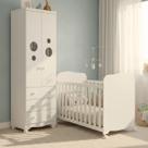 Quarto Bebê Completo Berço Americano Uli Guarda Roupas 2 Portas 3 Gavetas Bolinha 100% MDF