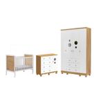Quarto Bebê Completo Roupeiro Bolinha 4 Portas Berço Cloe -