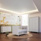 Quarto Bebê Fofura 3 Peças Com Berço Cômoda E Guarda Roupa Cor Branco