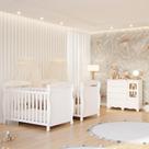 Quarto Bebê Gêmeos 2 Berços Americano Marquesa Cômoda 1 Porta Uli 100%MDF