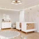 Quarto Bebê Gêmeos com 2 Berços Mini Cama e Cômoda Liza Permobili Quarto Bebê Gêmeos com 2 Berços Mini Cama e Cômoda Liza Permobili