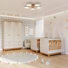 Quarto Bebê Gêmeos com 2 Berços Mini Cama e Guarda Roupa 4 portas Liza Permobili