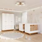 Quarto Bebê Gêmeos com 2 Berços Mini Cama e Guarda Roupa 4 portas Liza Permobili