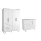 Quarto Bebe Guarda Roupa e Comoda Moveis Peroba Retro MDF LS