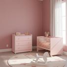Quarto Bebe Infantil Doce Sonho Berço Reto Rodizio e Cômoda Trocador 4 Gavetas Qmovi