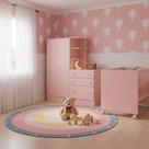Quarto Bebê Infantil Doce Sonho Berço Reto Rodizio e Guardar Roupas com Cômoda Qmovi