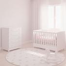 Quarto Bebe Infantil Doce Sonho Berço Vira Cama e Cômoda Trocador 4 Gavetas Qmovi