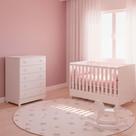 Quarto Bebe Infantil Doce Sonho Berço Vira Cama e Cômoda Trocador 4 Gavetas Qmovi