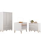 Quarto Bebe Retro Lunna 100% MDF- Berço-Comoda-Roupeiro -Br