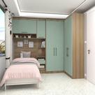 Quarto Canto Solteiro Guarda-roupas Cabeceira Mesa Luciane