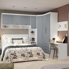 Quarto Casal 5 Módulos E Cabeceira Alpes Luciane Móveis Branco Pf-grey Sky Pf