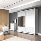 Quarto Casal com Guarda-roupa 2 Portas de Correr, 1 Cômoda e 2 Mesas de Cabeceira Malthus