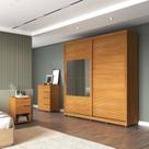 Quarto Casal com Guarda-roupa 2 Portas de Correr, Cômoda e 2 Mesas de Cabeceira Malthus
