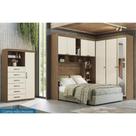 Quarto Casal Completo 2 Peças (1GuardaRoupa+1Cômoda) QC92 Jatoba/Areia - Santos Andirá