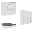 Quarto Casal Completo Guarda-roupa 6 Portas Milano, Cama Monaco e Cômoda Chicago Espresso Móveis Quarto Casal Completo Guarda-roupa 6 Portas Milano, Cama Monaco e Cômoda Chicago Espresso Móveis