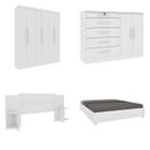 Quarto Casal Completo Guarda-roupa 6 Portas Munique Cama Mônaco com Cabeceira Cômoda Istambul Espres