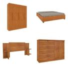 Quarto Casal Completo Guarda-roupa 6 Portas Munique Cama Mônaco com Cabeceira Cômoda Istambul Espres