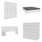 Quarto Casal Completo Guarda-roupa 6 Portas Munique Cama Mônaco com Cabeceira Cômoda Premium Espress