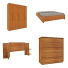 Quarto Casal Completo Guarda-roupa 6 Portas Munique Cama Mônaco com Cabeceira Cômoda Premium Espress