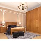 Quarto Casal Completo Guarda Roupa 6 Portas Veneza com Cama e Mesa de Cabeceira Neve