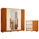 Quarto Casal Completo Guarda Roupa Deville com Espelho e Cômoda Sapateira Duetto