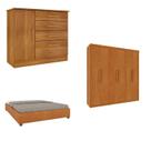 Quarto Casal Completo Guarda-roupa Lima, Cama Mônaco e Cômoda Chicago Espresso Móveis